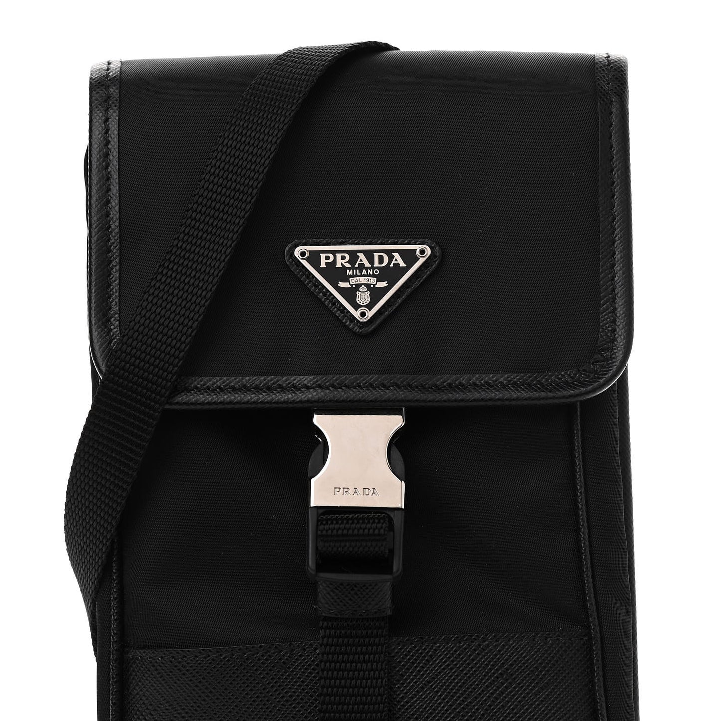 Tessuto Nylon Saffiano Phone Case Crossbody Black