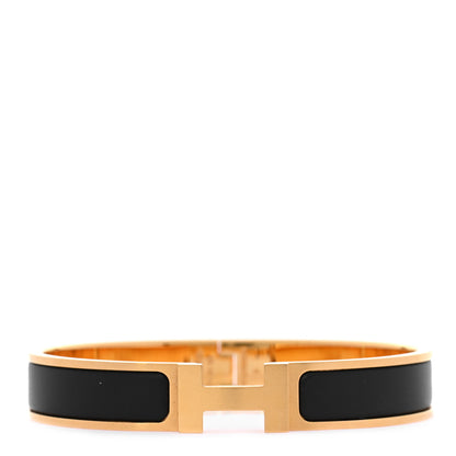 Hermes Matte Enamel Narrow Clic Clac HH Bracelet GM Black 1 of 5