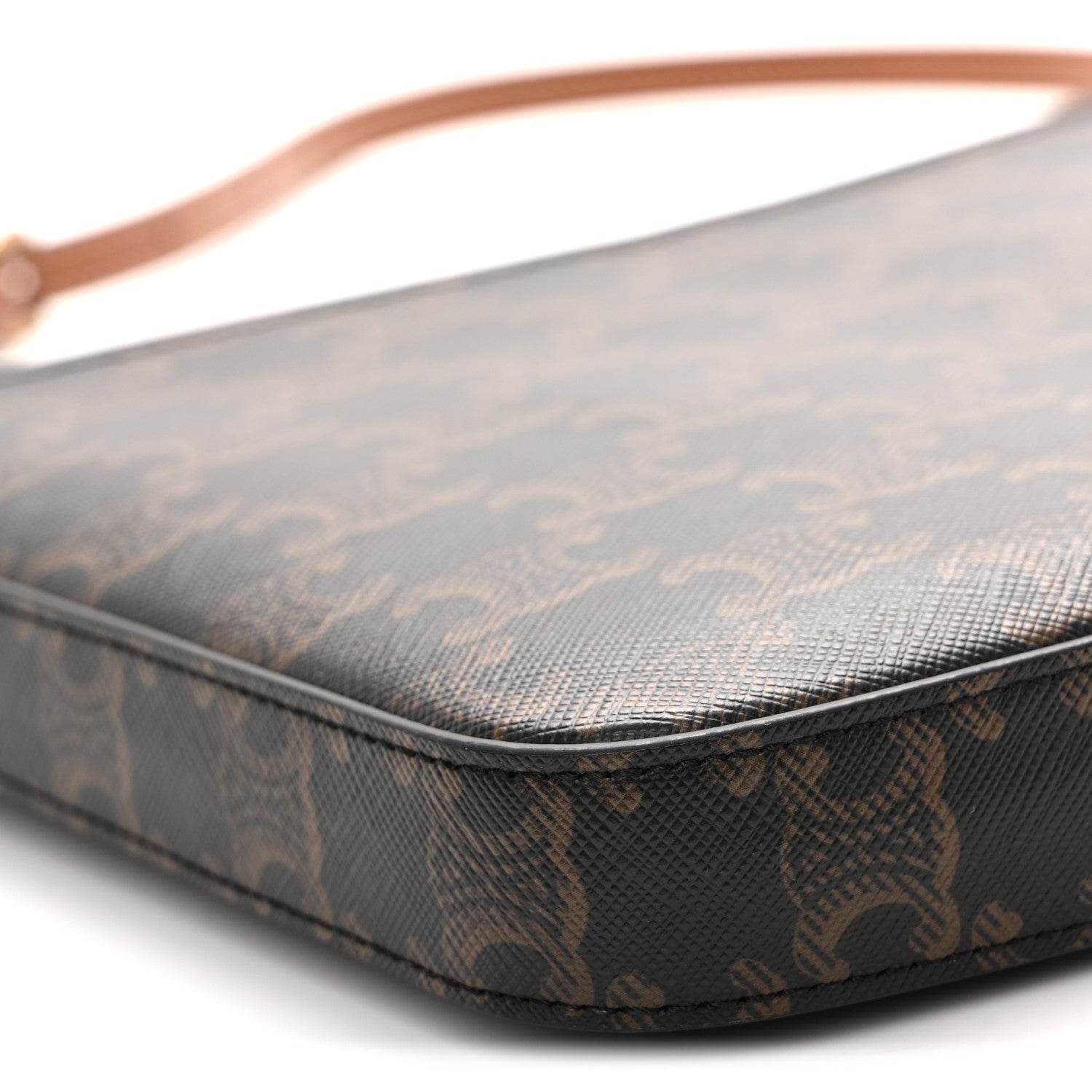 Celine Triomphe Canvas Calfskin Medium Croque Bag Tan 9 of 10