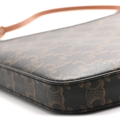 Celine Triomphe Canvas Calfskin Medium Croque Bag Tan 9 of 10