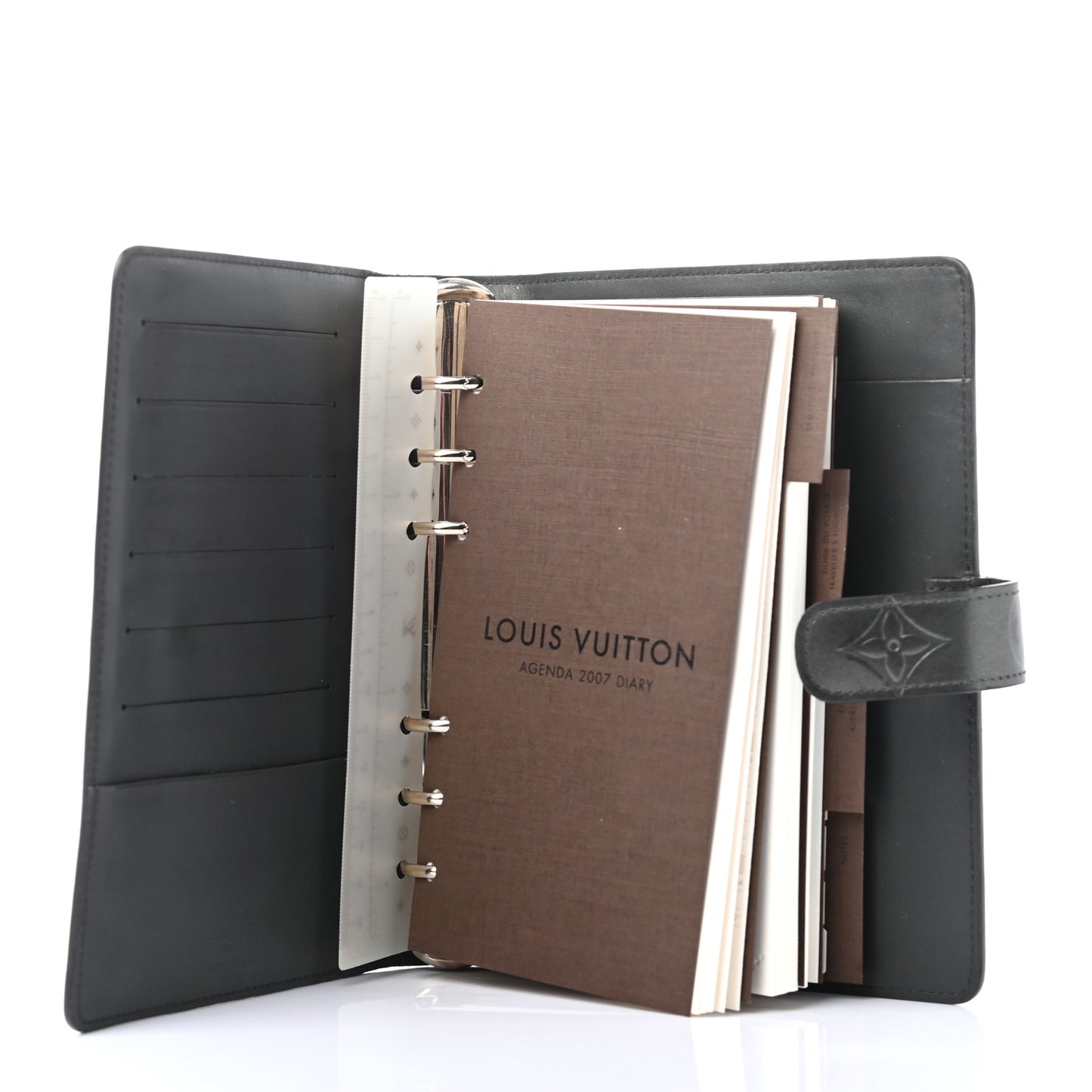 Mat Monogram Medium Ring Agenda Cover Black