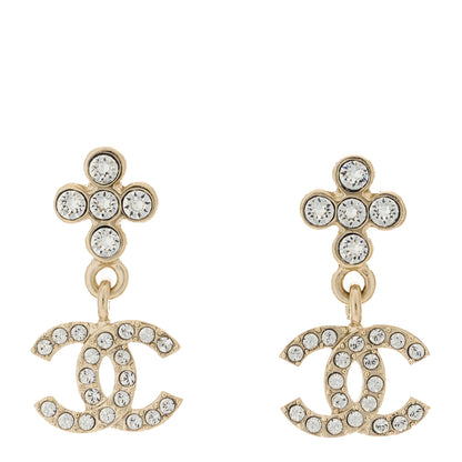 Chanel Crystal CC Drop Earrings Gold 1 of 4