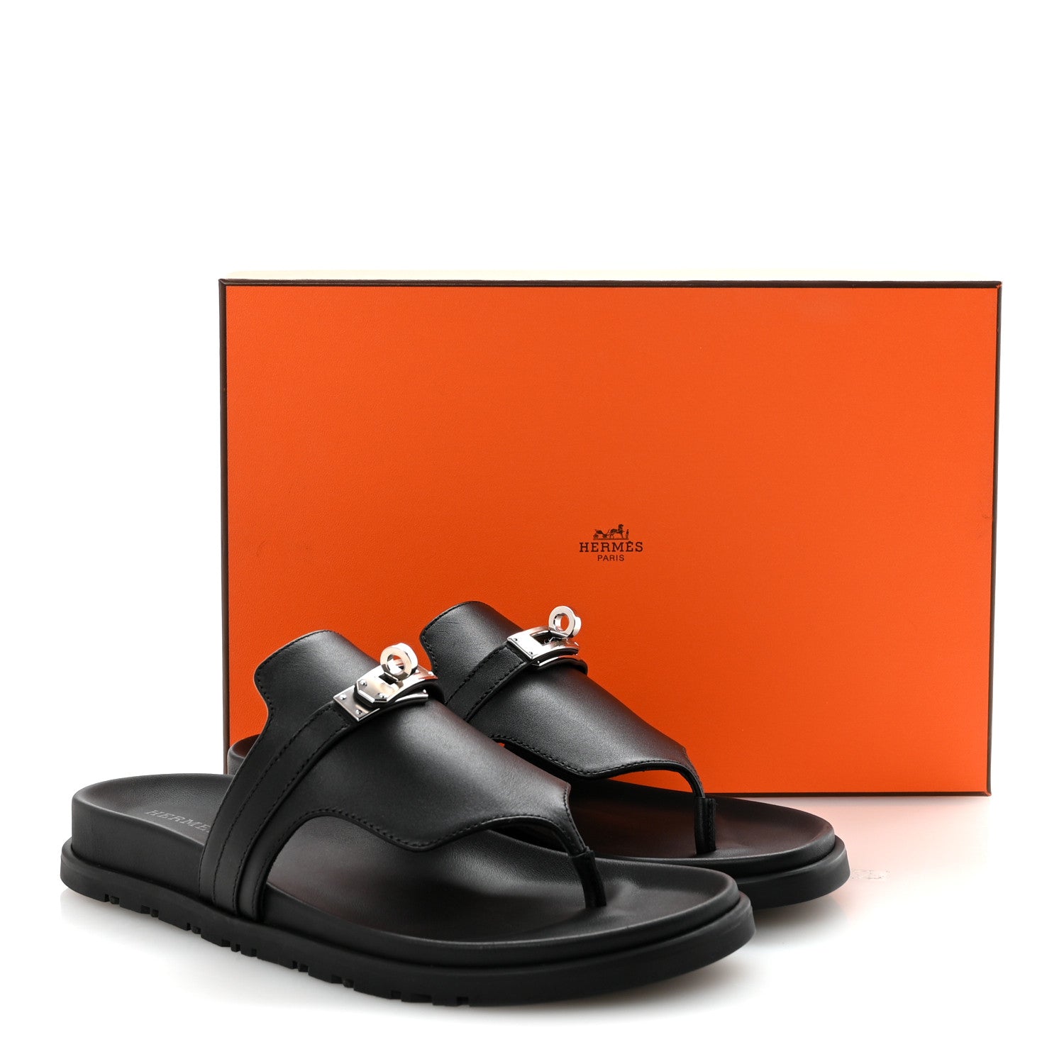 Hermes Calfskin Womens Empire Sandals 38 Black 19 of 20