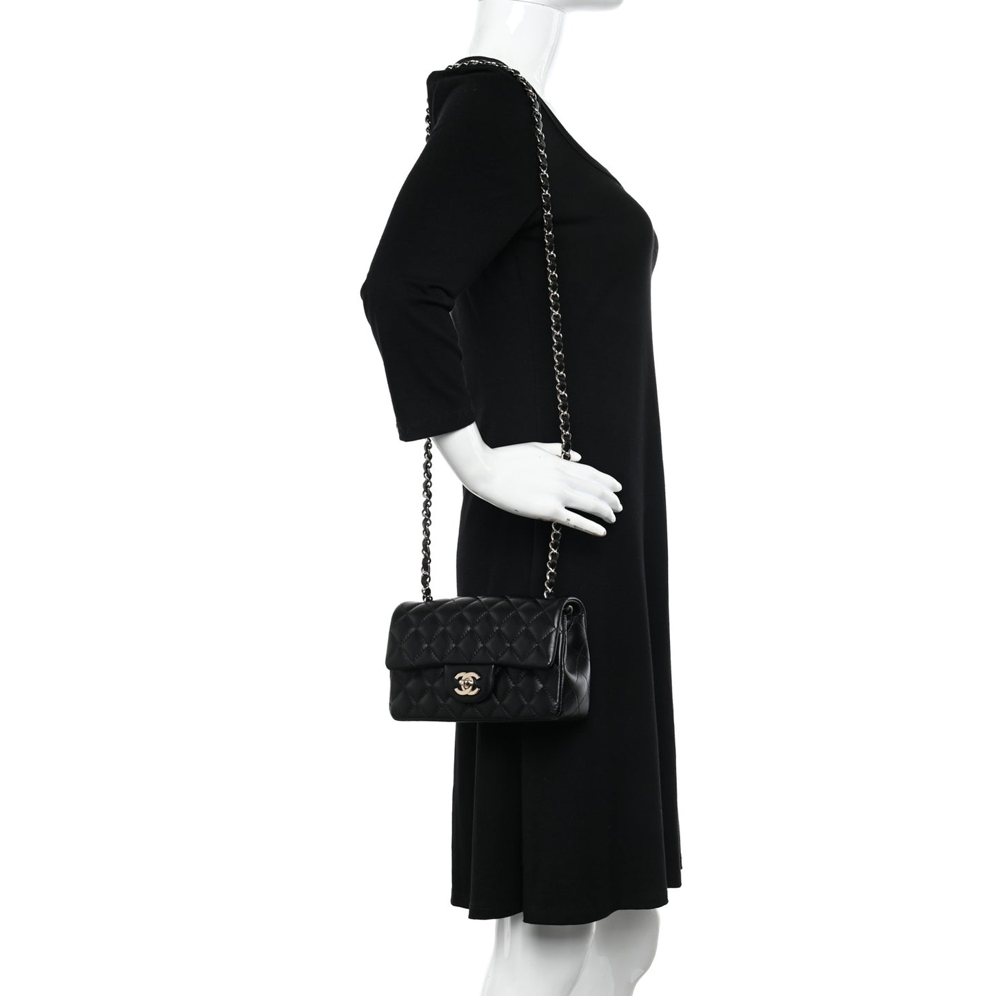 Lambskin Quilted Mini Rectangular Flap Black