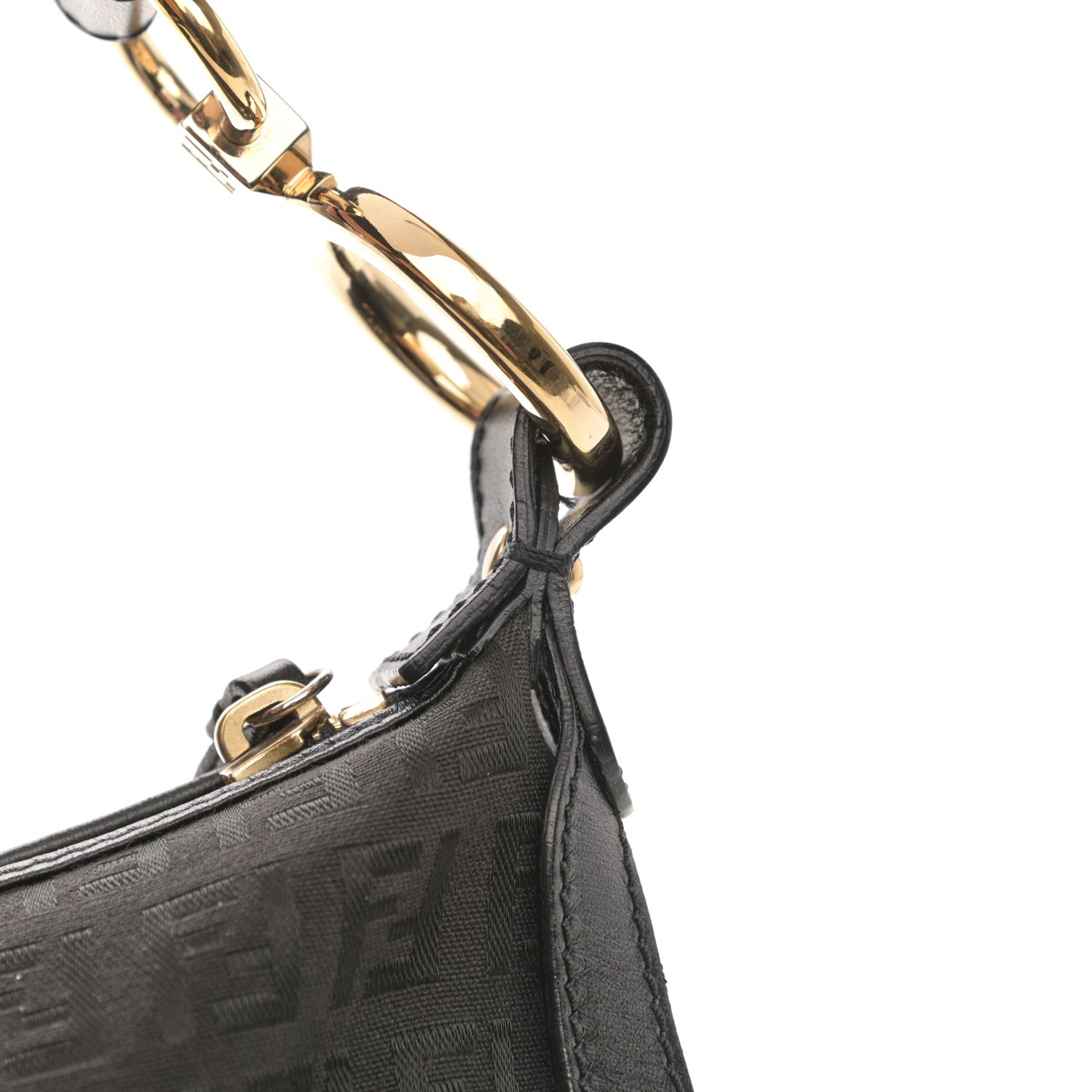 Fendi Zucchino Cuoio Chef Pocket Shoulder Bag Black 13 of 16