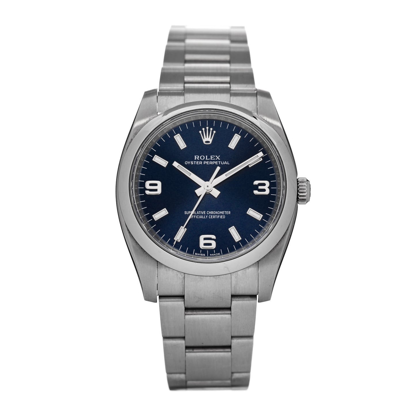 Stainless Steel 34mm Oyster Perpetual Watch Blue 114200