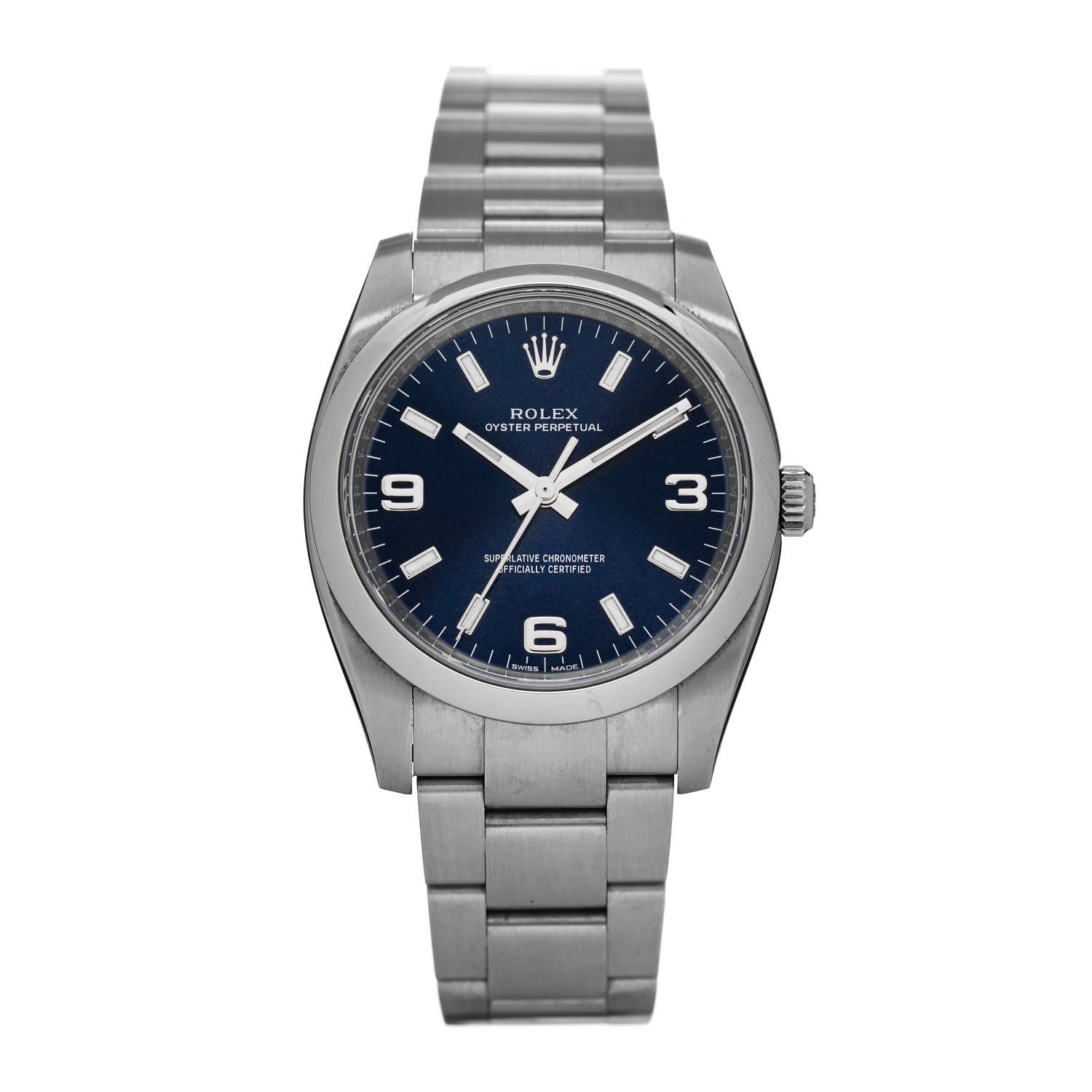 Rolex Stainless Steel 34mm Oyster Perpetual Watch Blue 114200 1 of 5