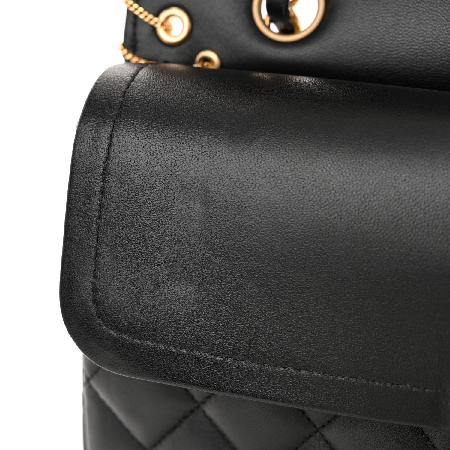 Chanel Lambskin Quilted Grommet Embellished Piercing Chic Medium Double Flap Black 12 of 12