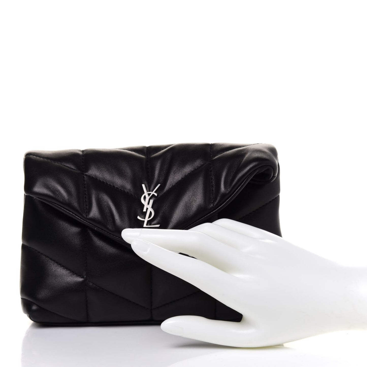 Lambskin Monogram Loulou Puffer Pouch Clutch Black