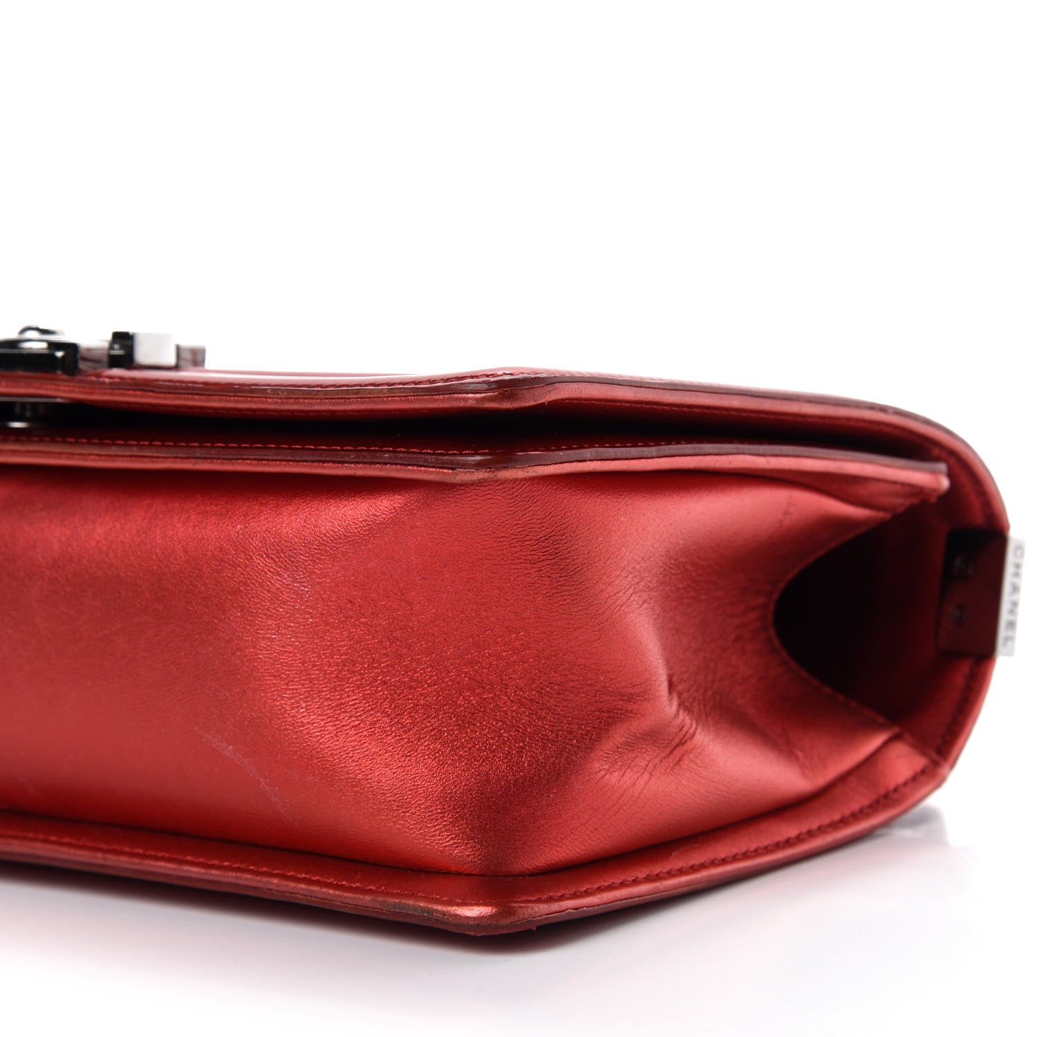 Chanel Metallic Patent Calfskin Quilted Medium Boy Flap Red 7 of 20