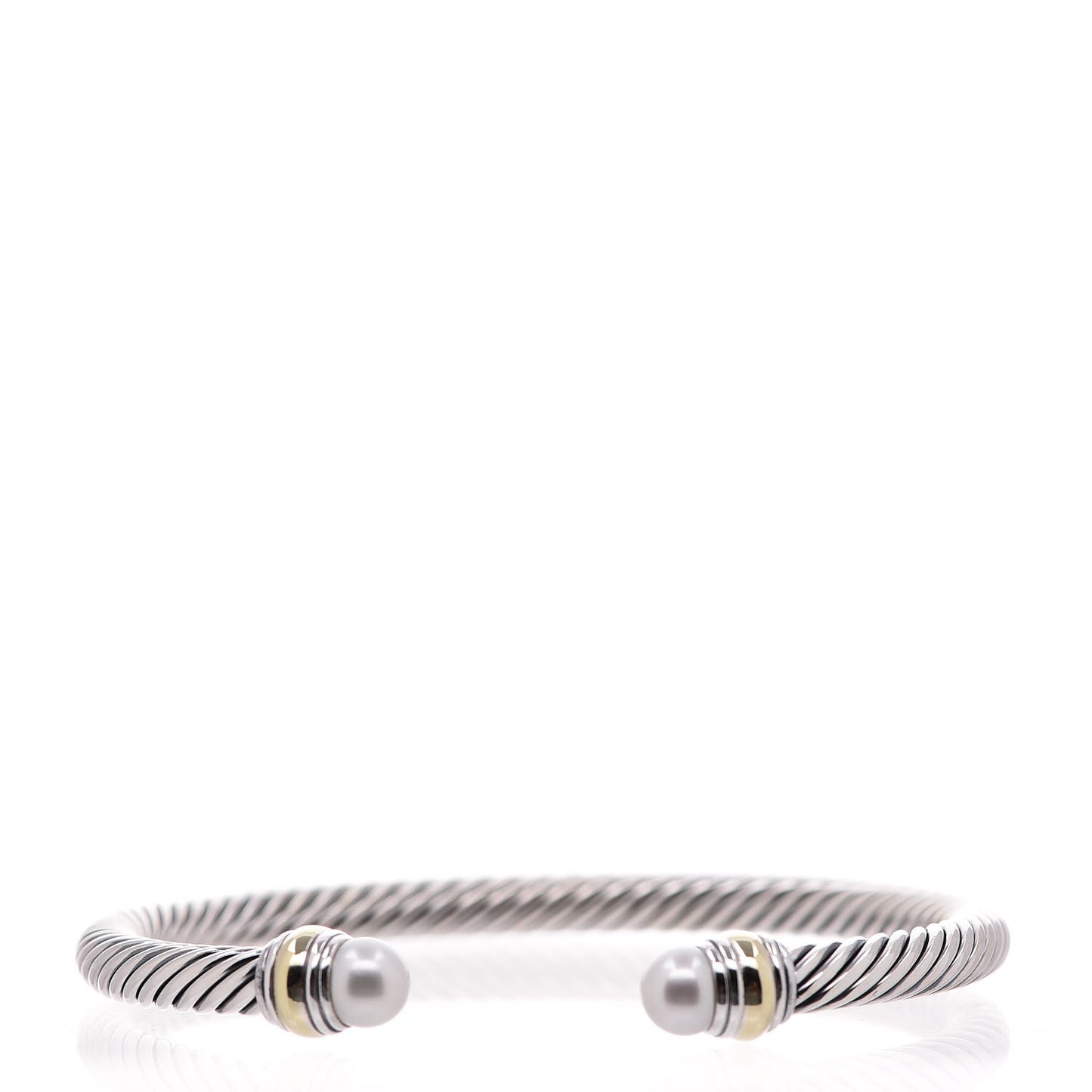 Sterling Silver 14K Yellow Gold Pearl 5mm Cable Classics Bracelet
