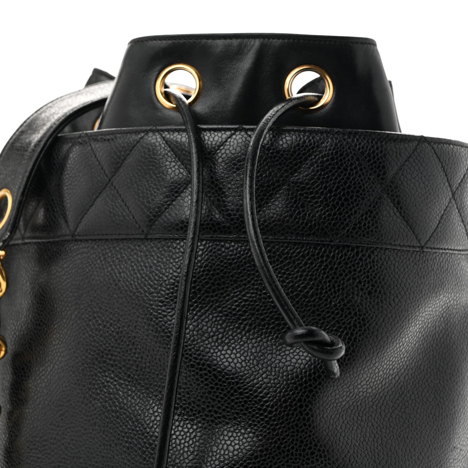 Chanel Caviar Drawstring Bucket Shoulder Bag Black 9 of 16