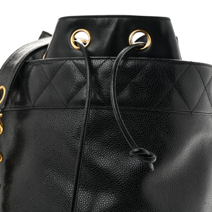 Chanel Caviar Drawstring Bucket Shoulder Bag Black 9 of 16