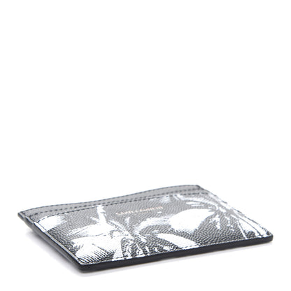 Saint Laurent Grain De Poudre Palm Tree Card Case Black White 4 of 8