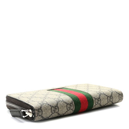 Gucci GG Supreme Monogram Web Zip Around Wallet Beige Cocoa 6 of 9