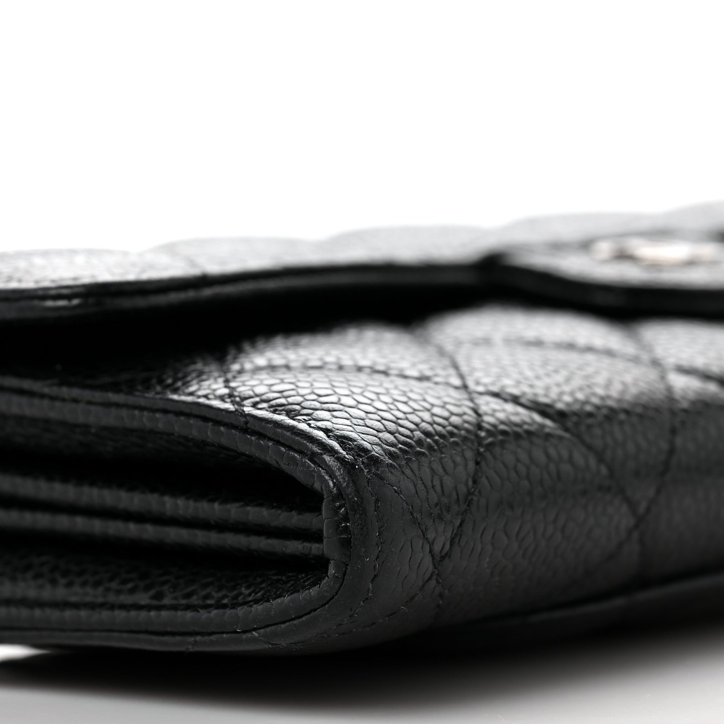 Caviar Quilted Large Gusset Flap Wallet Black