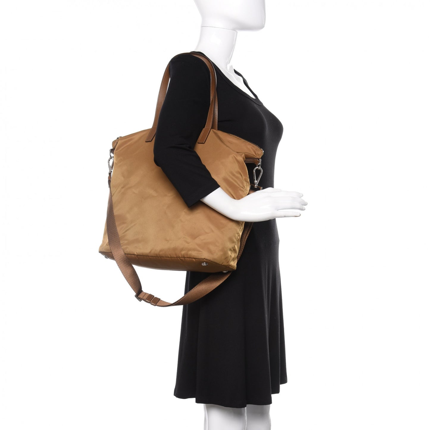 Tessuto Nylon Vela Shopping Tote Tabacco