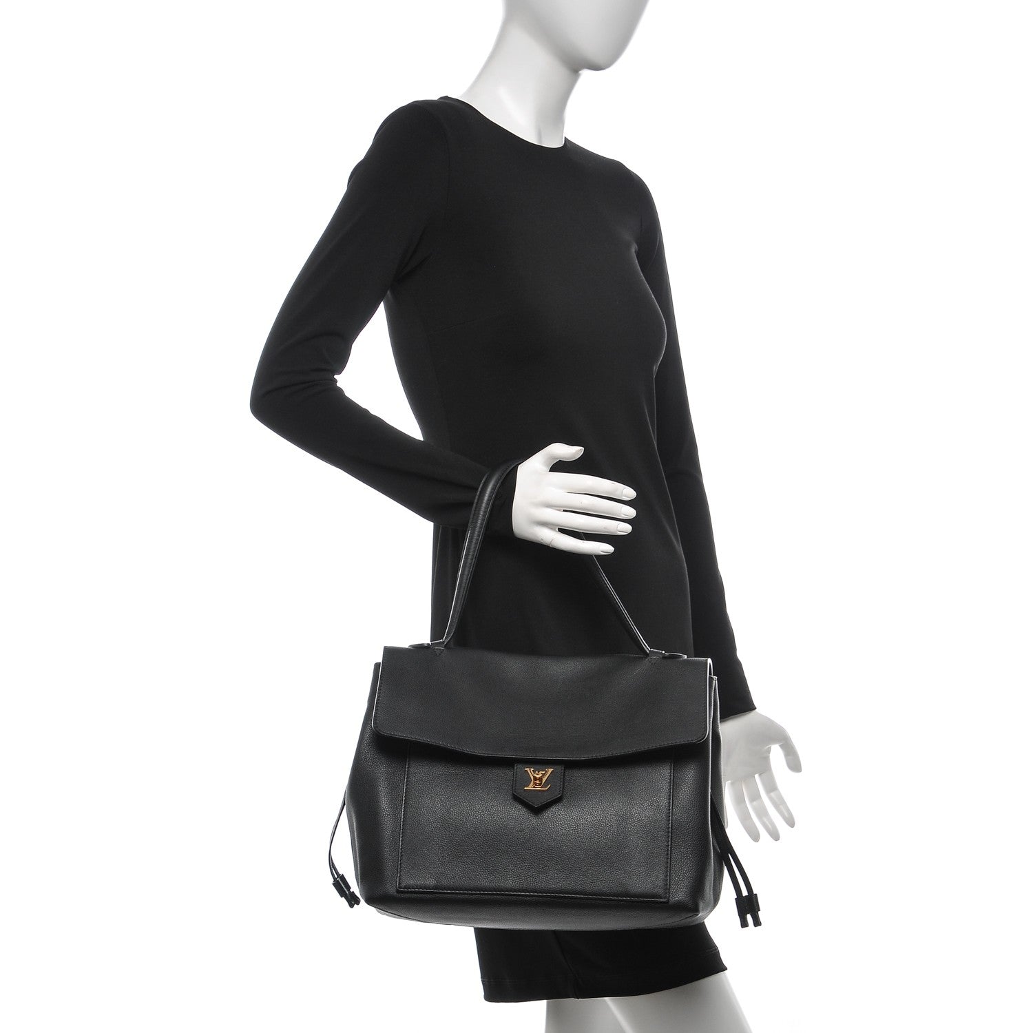 Louis Vuitton Calfskin Lockme MM Black 2 of 6
