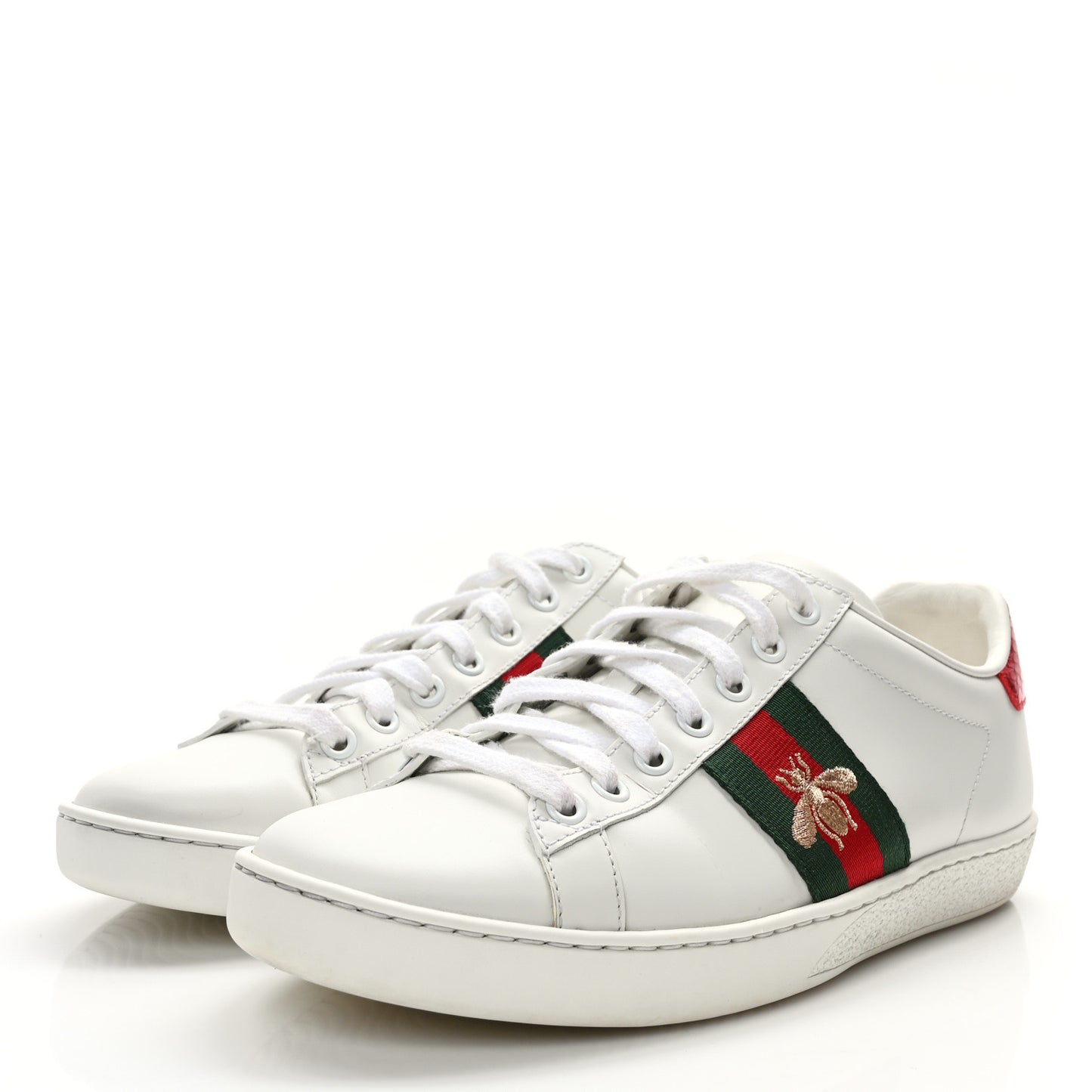Calfskin Ayers Bee Embroidered Womens Ace Sneakers 36.5 White Green