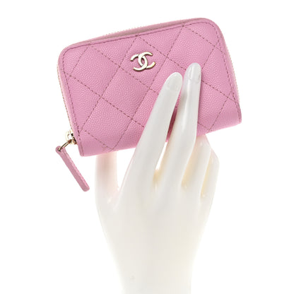 Chanel Caviar Quilted Zip Coin Purse Pink 2 of 12