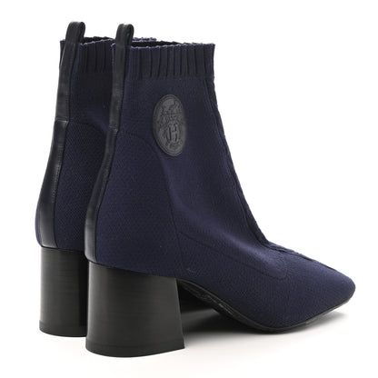 Hermes Knit Calfskin Volver Ankle Boots 37 Bleu Diplomatique 4 of 10