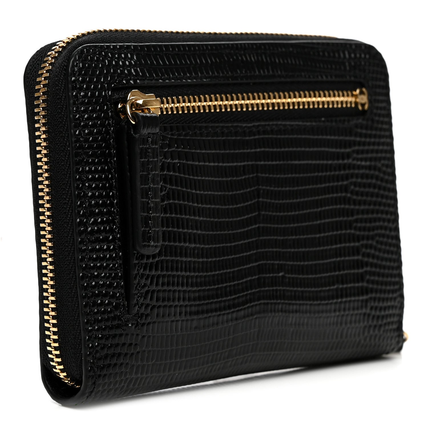Chanel Lizard Embossed Compact Wallet Black 3 of 8
