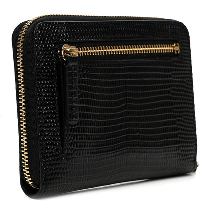 Chanel Lizard Embossed Compact Wallet Black 3 of 8