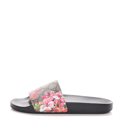 Gucci GG Supreme Monogram Blooms Slide Sandals 37 Beige Multicolor 1 of 8