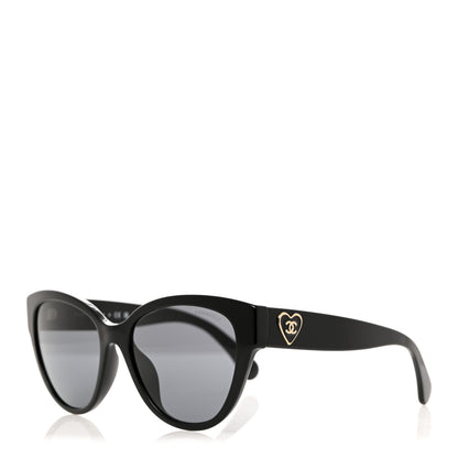 Chanel Acetate Enamel Heart Butterfly Sunglasses 5477-A Black 1 of 8