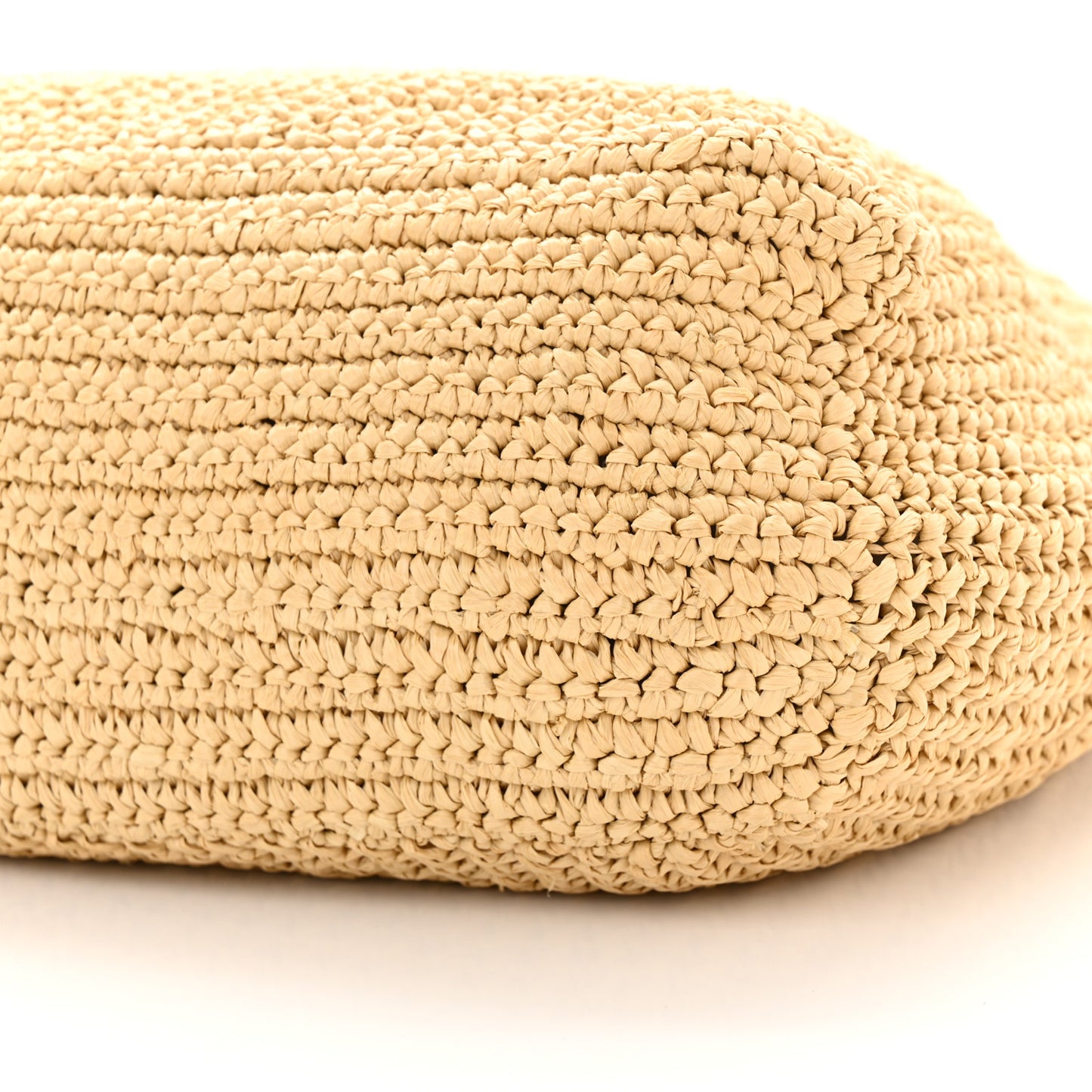 Yarn Raffia Effect Crochet Embroidered Logo Tote Naturale