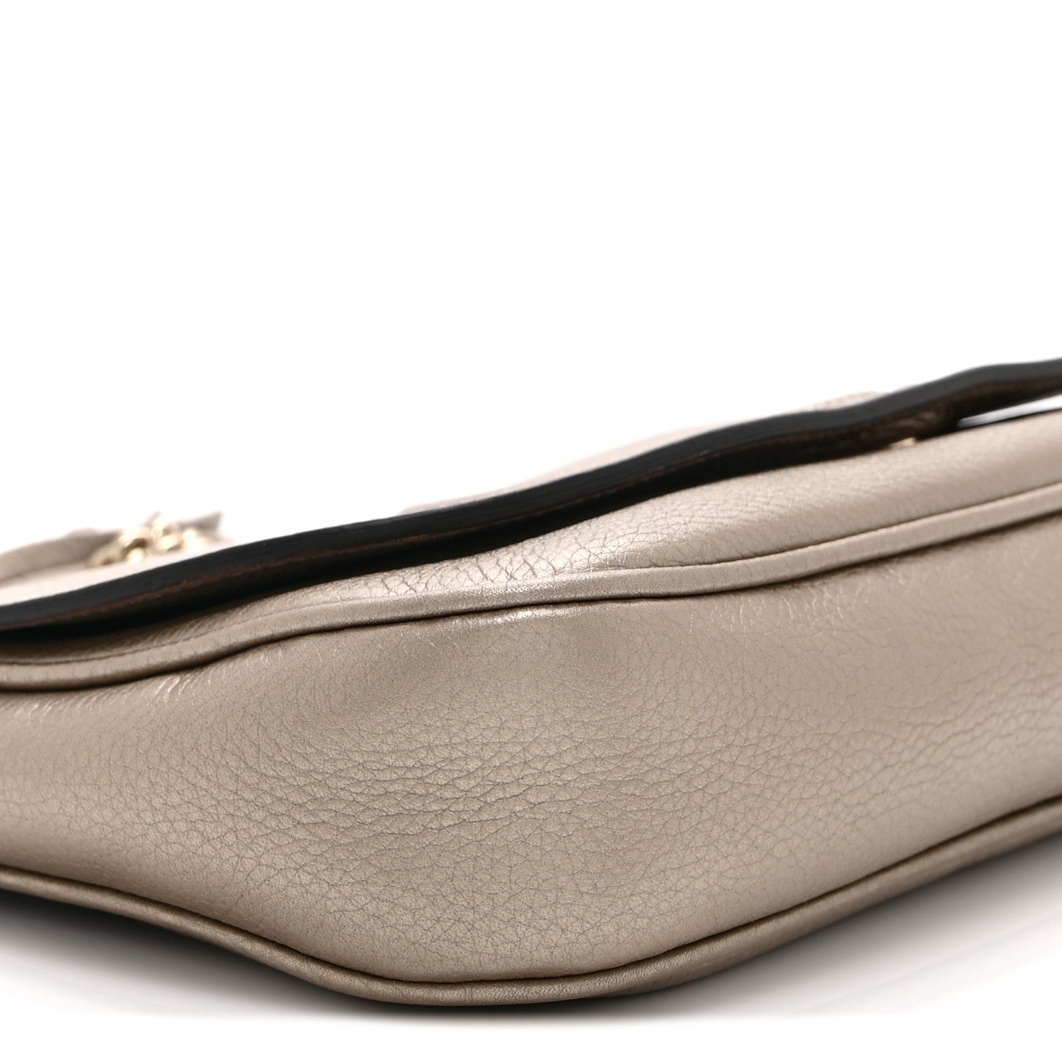Gucci Metallic Pebbled Calfskin Medium Soho Flap Crossbody Golden Beige 10 of 11