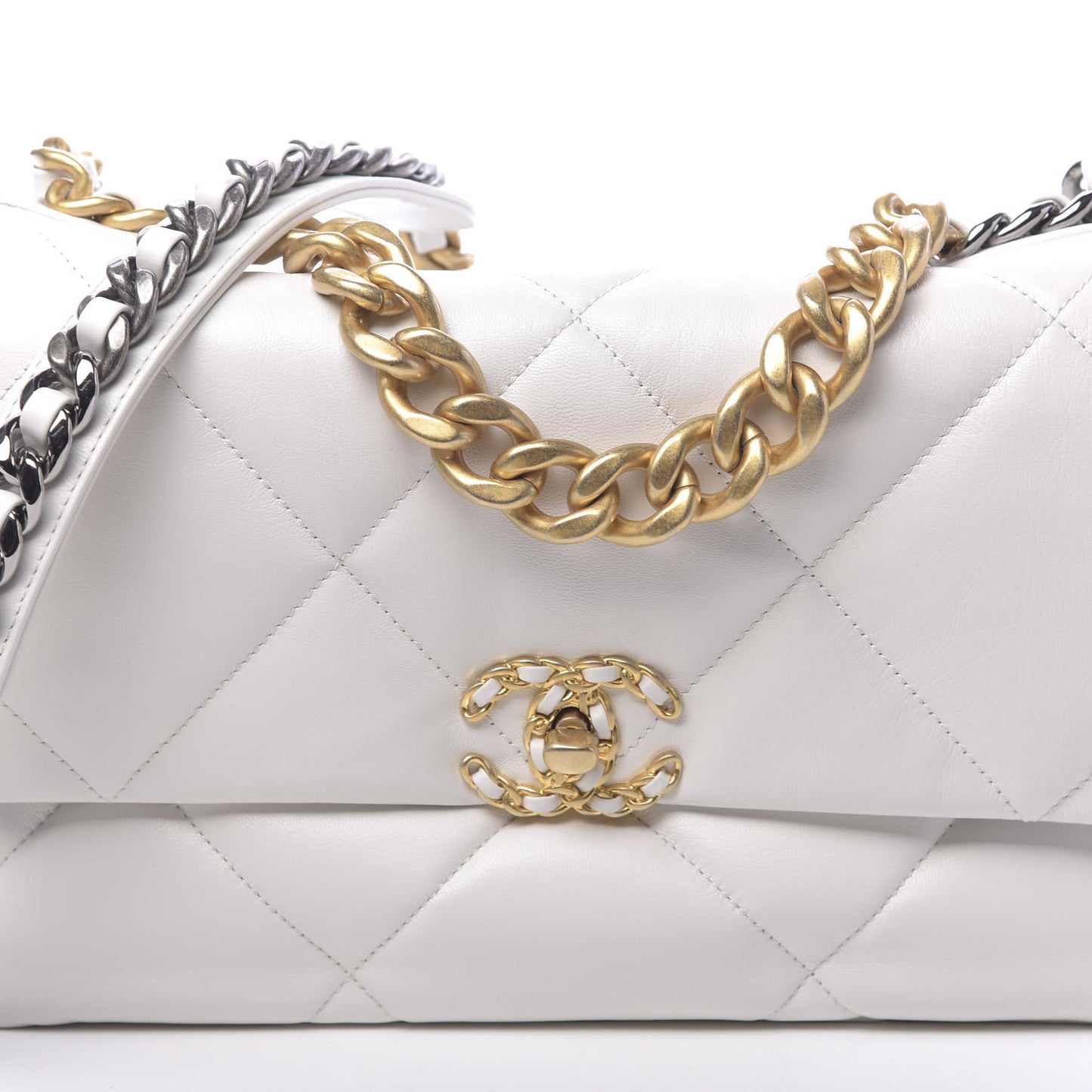 Goatskin Quilted Large 19 Flap White