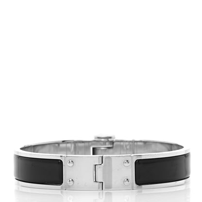 Hermes Enamel Charniere Uni Narrow Hinged Bracelet S Black 3 of 4