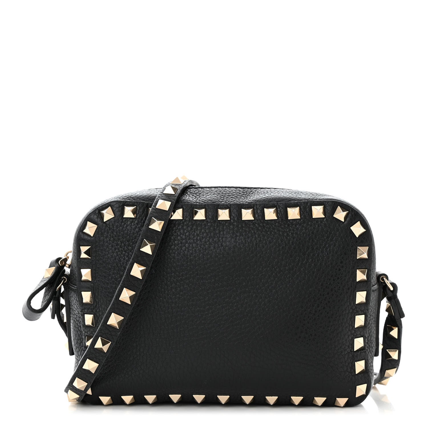 Valentino Garavani Pebbled Calfskin Rockstud Camera Crossbody Bag Black 1 of 9