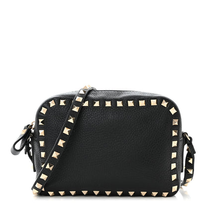 Valentino Garavani Pebbled Calfskin Rockstud Camera Crossbody Bag Black 1 of 9
