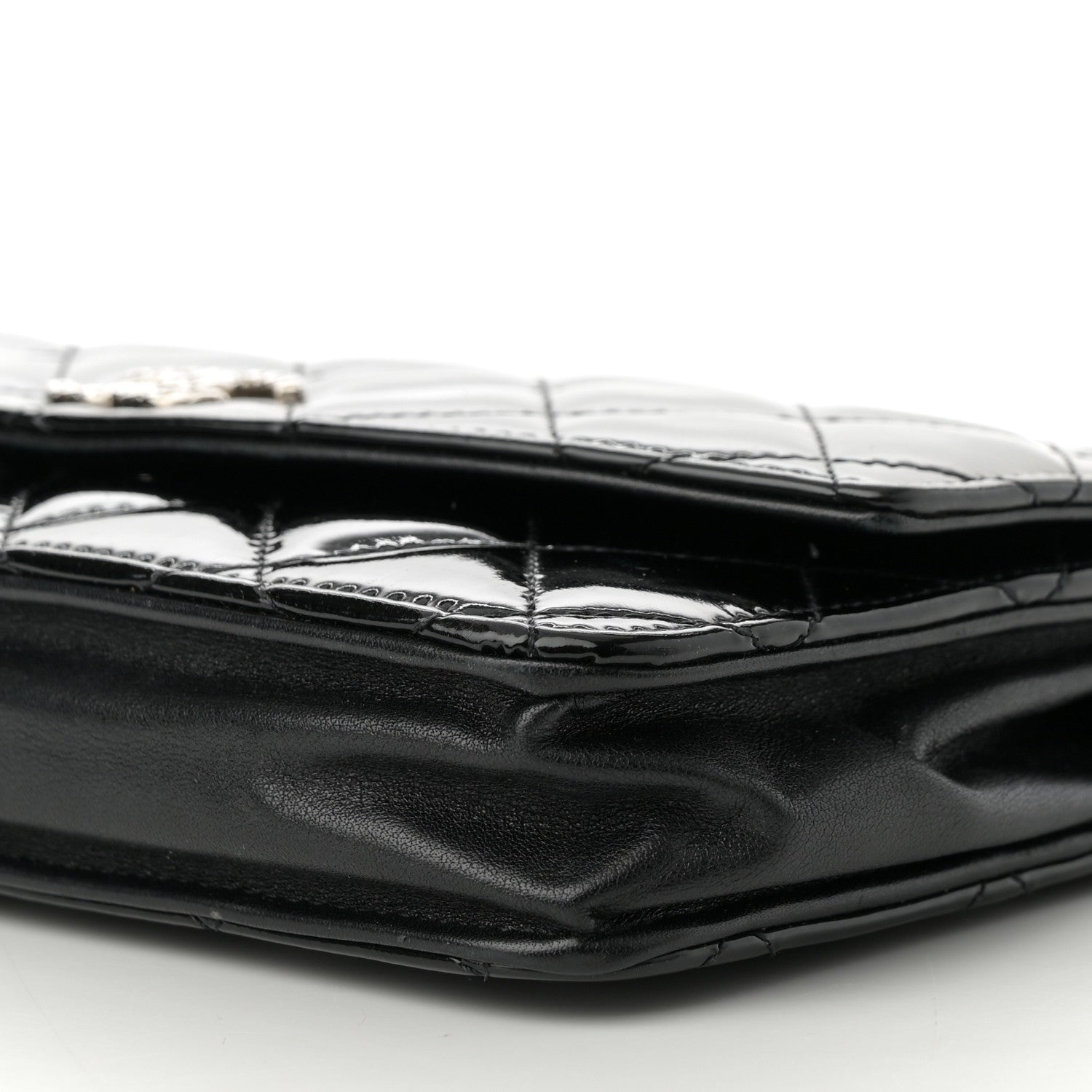 Chanel Patent Quilted Brilliant Wallet On Chain WOC Black 10 of 13
