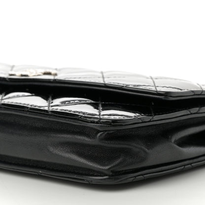 Chanel Patent Quilted Brilliant Wallet On Chain WOC Black 10 of 13