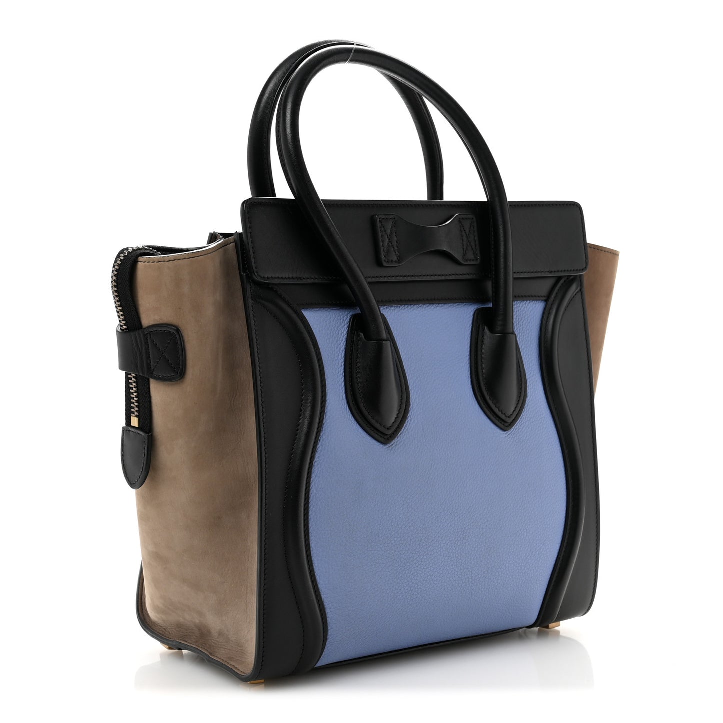 Baby Grained Calfskin Nubuck Micro Tri-Color Luggage Porcelain