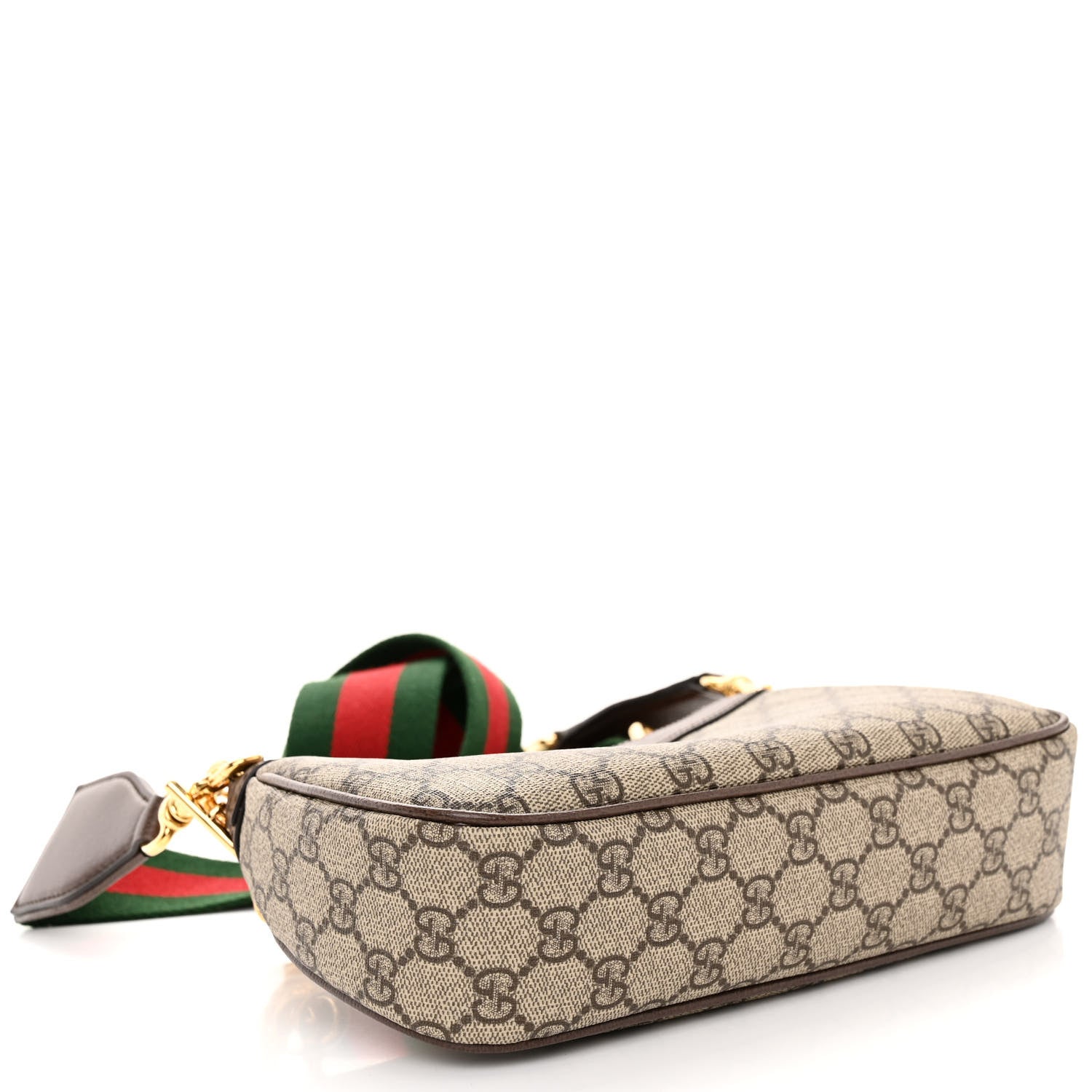 Gucci GG Supreme Monogram Textured Dollar Calfskin Web Small Ophidia GG Handbag Beige Ebony New Acero 4 of 9