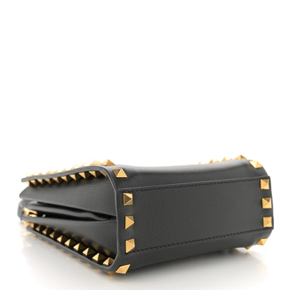 Valentino Garavani Grainy Calfskin Mini Rockstud Alcove Tote Black 4 of 10