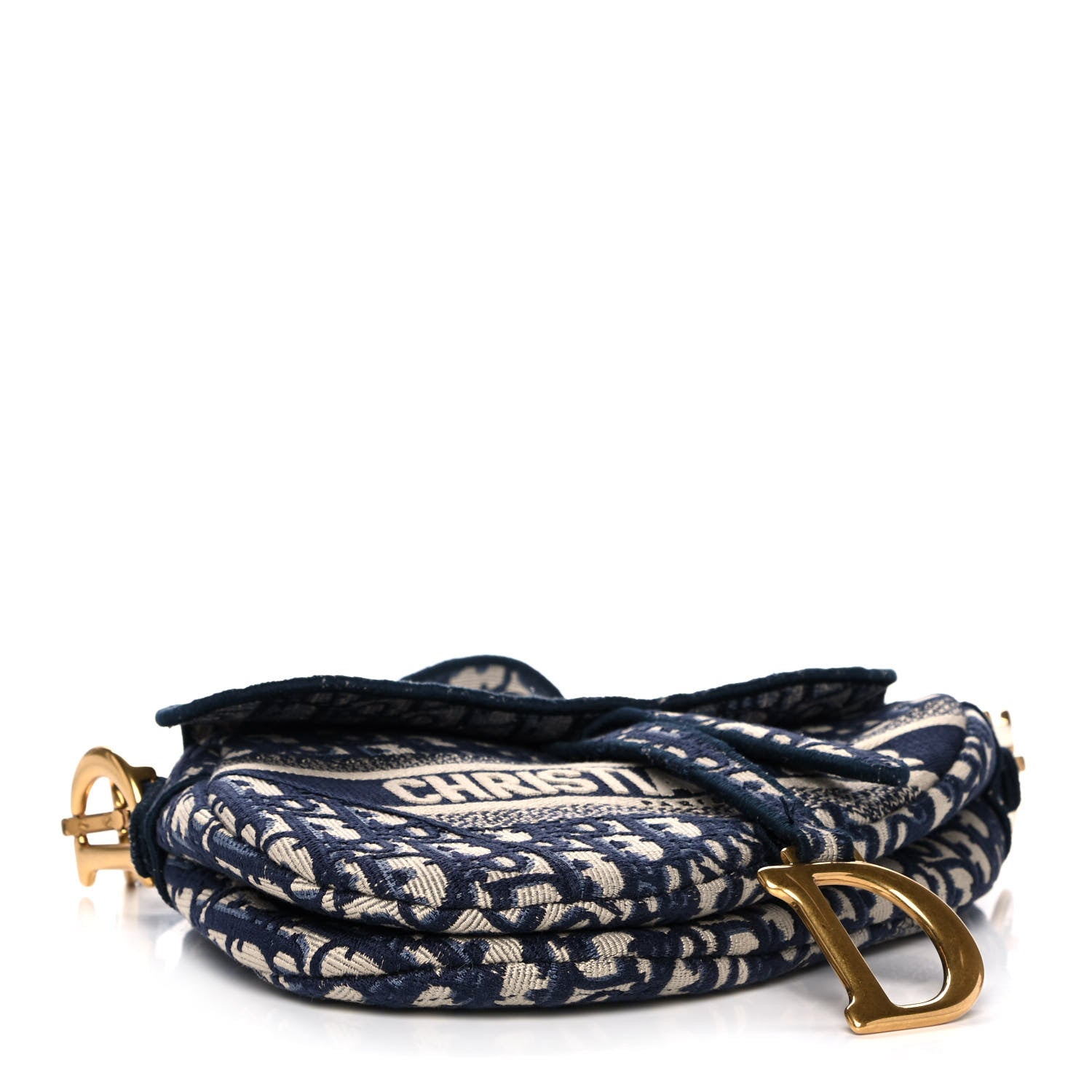Christian Dior Oblique Embroidered Saddle Bag Blue 4 of 12