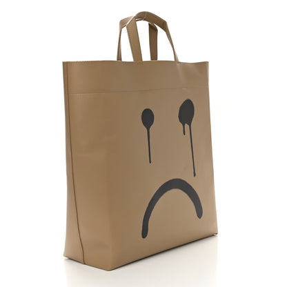 Balenciaga Calfskin Printed Happy Sad Medium Market Shopper Tote Light Brown 4 of 12