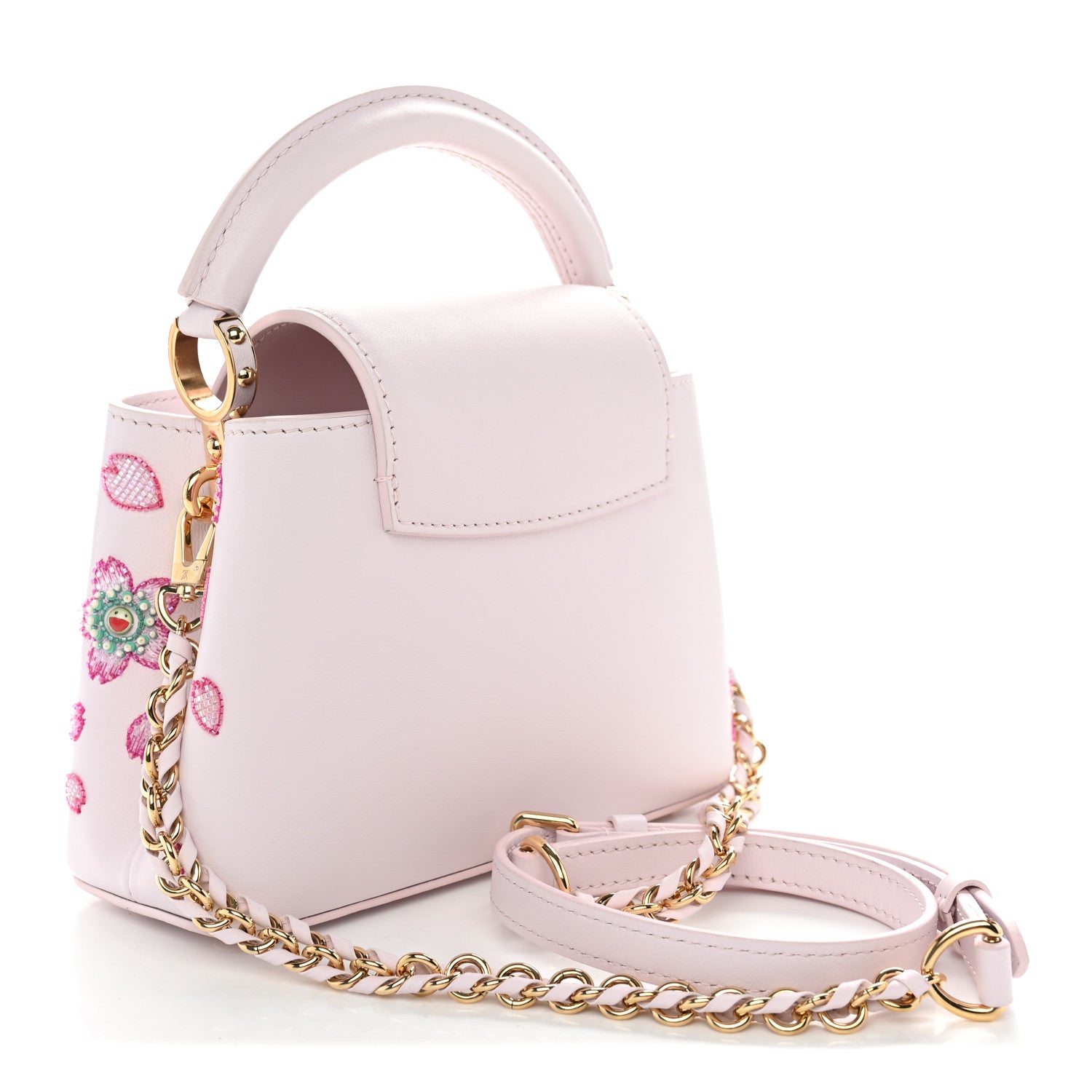 Louis Vuitton LV X TM Lambskin Beaded Embroidered Mini Cherry Blossom Capucines Pink 2 of 8