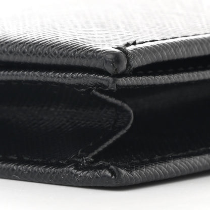 Salvatore Ferragamo Hammered Calfskin Vara Wallet On Chain Black 10 of 11