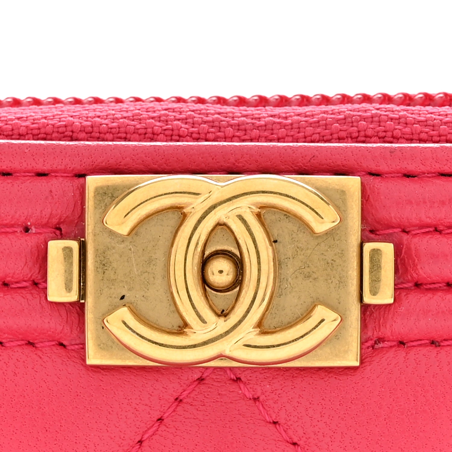 Chanel Lambskin Quilted Boy Zip Around Wallet Pink 10 of 12