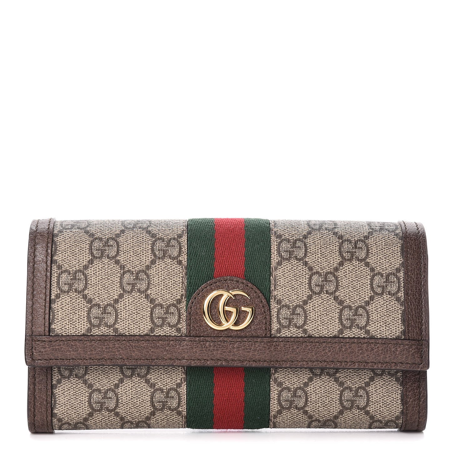 GG Supreme Monogram Web Ophidia Continental Wallet Brown