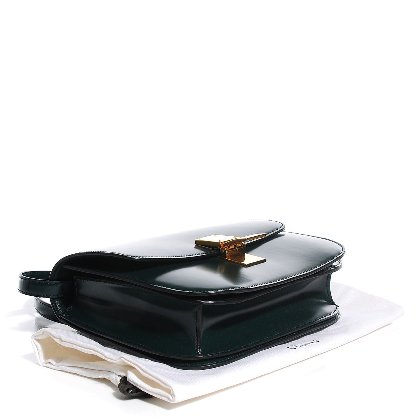 Spazzolato Calfskin Classic Box Medium Flap Bag Dark Green