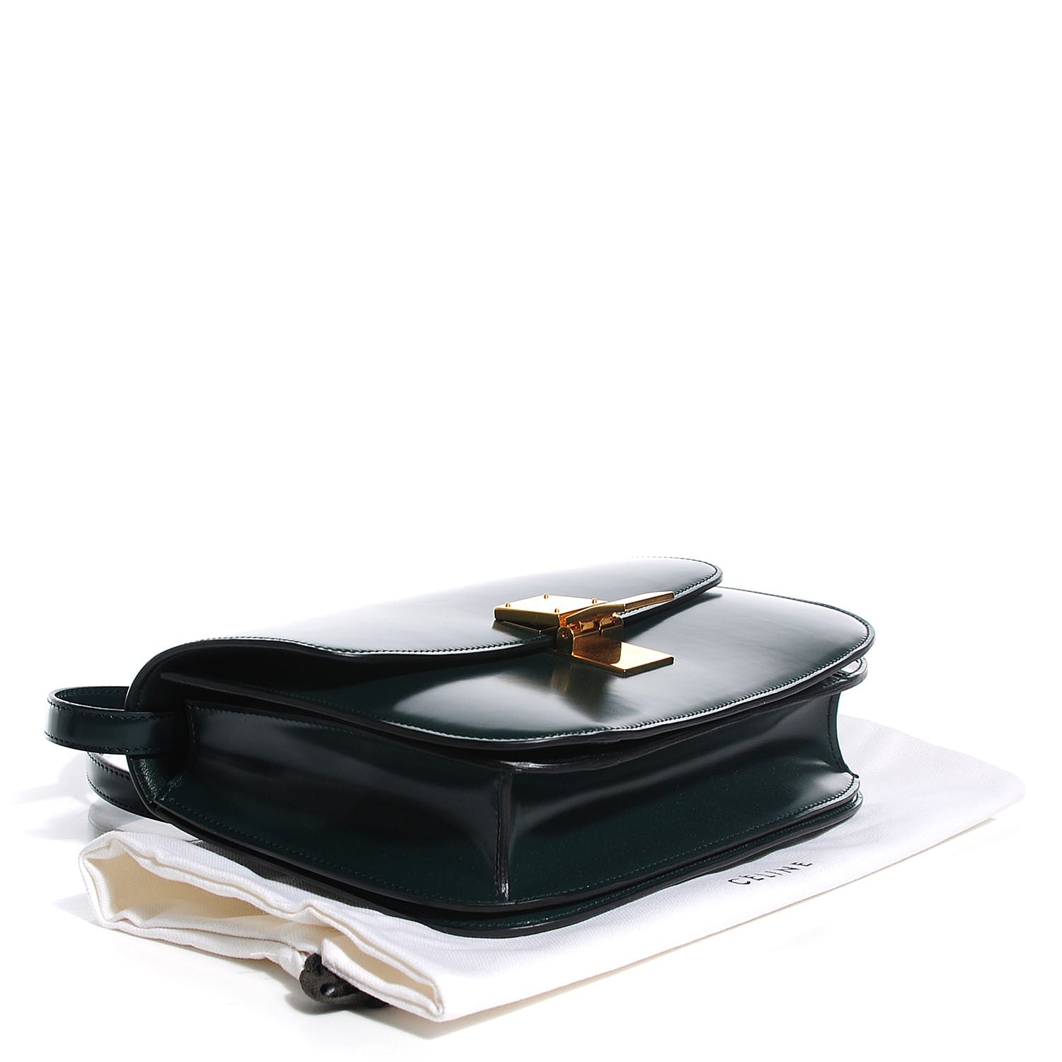 Celine Spazzolato Calfskin Classic Box Medium Flap Bag Dark Green 4 of 10