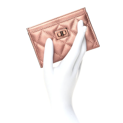 Chanel Metallic Caviar Quilted Reissue Card Holder Copper Pink 2 of 9
