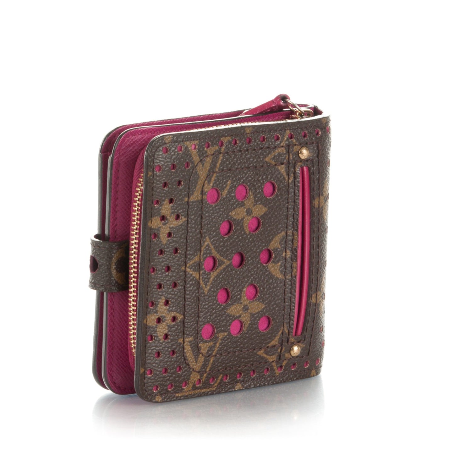 Monogram Perforated Compact Zipped Wallet Fuchsia